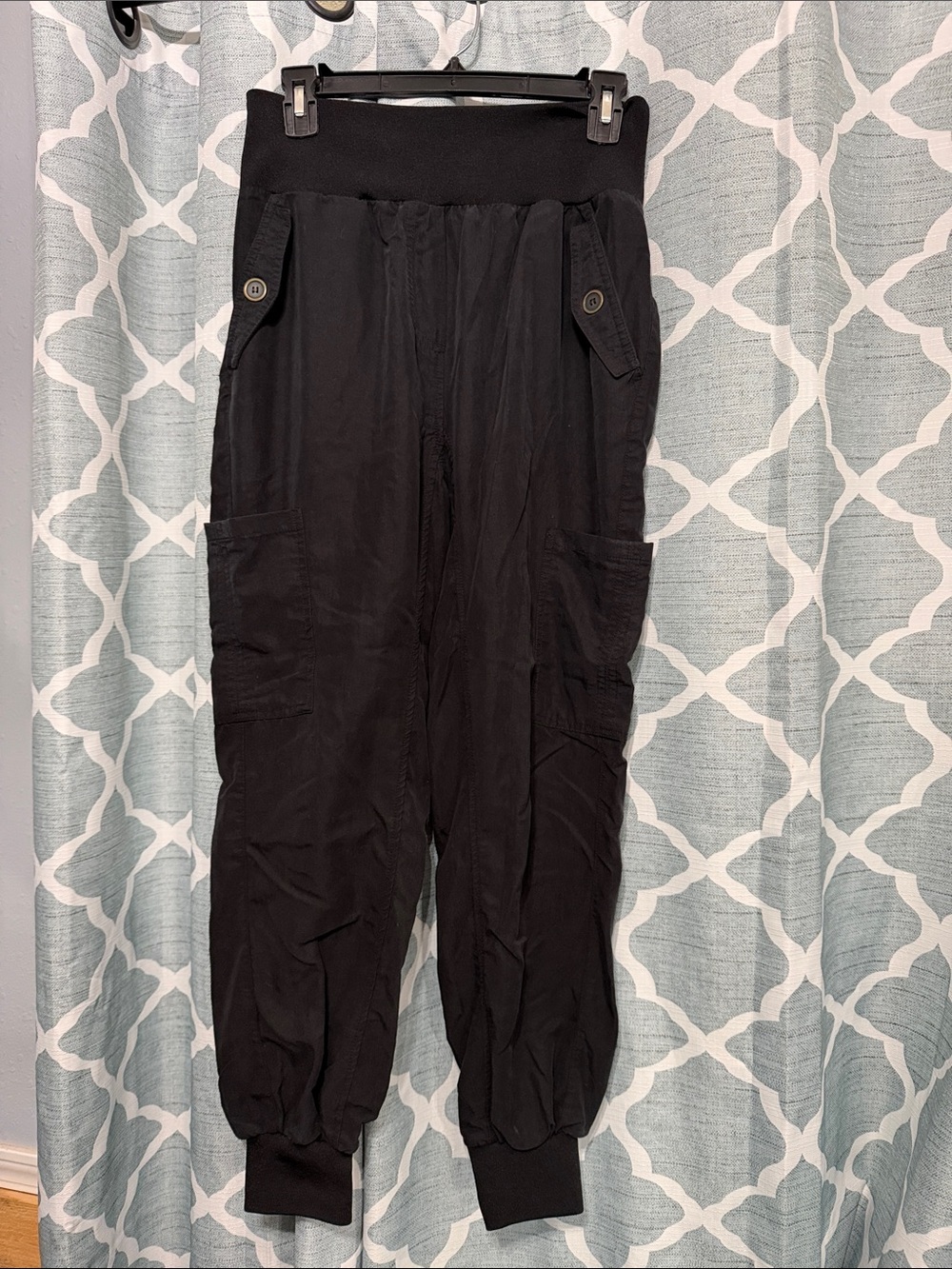 Maeve Black Cargo Jogger Pants with Ribbed Ankles
